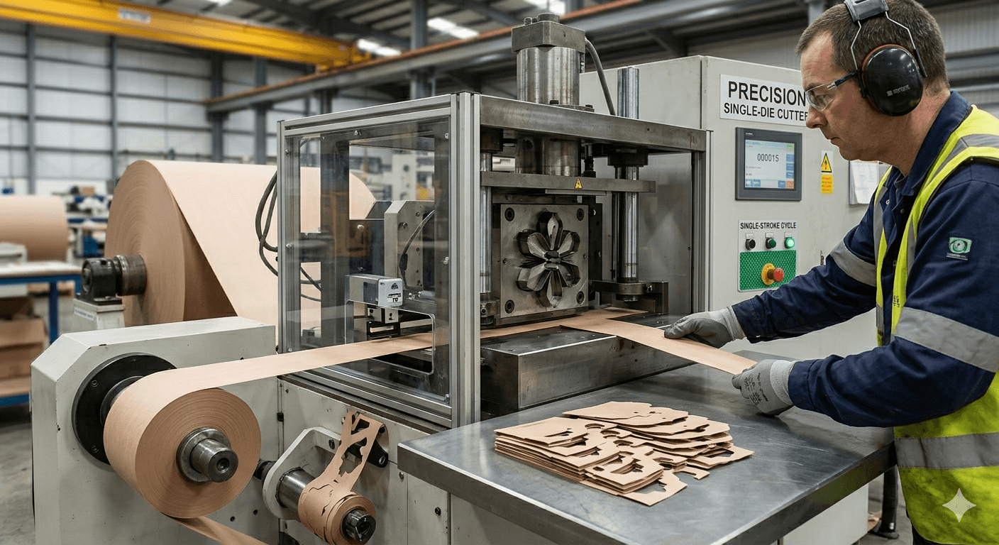 Die cutting process in production line